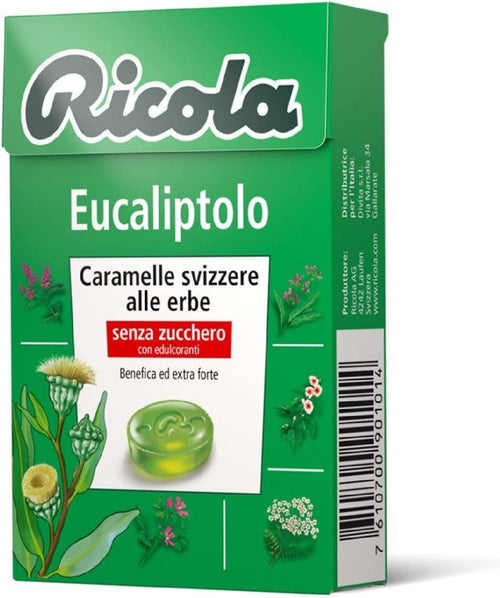 10 Astucci Caramelle Svizzere alle Erbe Ricola Eucaliptolo Senza Zucchero da 50g